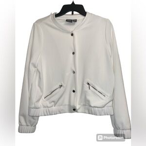 NWT Chico’s Travelers Collection Bomber Jacket Antique White Size 0